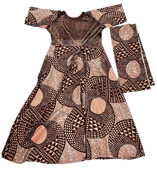 confusing pattern dress with head tie